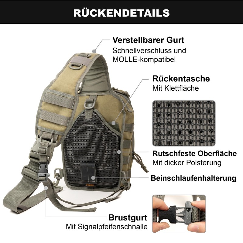Magforce Tactical Sling Bag "Hamburger", MOLLE Shoulder & Chest Bag,