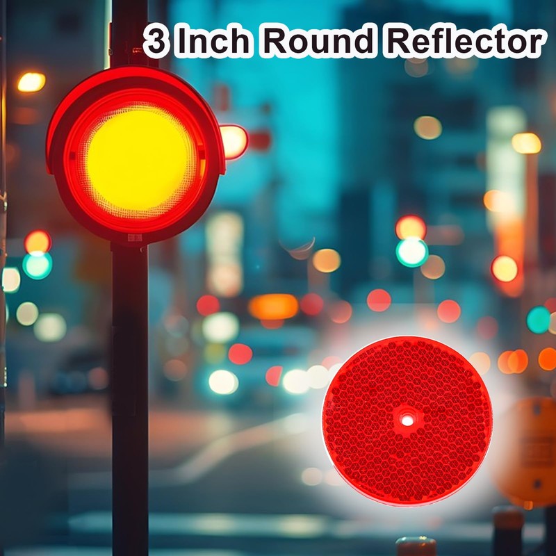 smseace 10Pack Red Round Reflectors with 10pcs Stainless Steel Screw