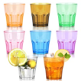 8 Pcs Plastic Drinking Glasses, Acrylic Coloured Water Tumblers, Unbreakable Plastic Cups, Kids Drinking Cups, Reusable Drinkware Tumblers for Children Kitchen Picnic Party Juice (8pc-8color-160ml)