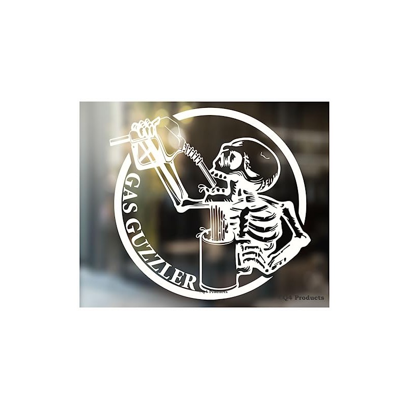 Gas Guzzler Sticker - Funny Skeleton 4x4 Truck Decal Sticker