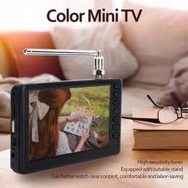 Portable ATSC HD TFT LED Digital TV - 5" Mini TV with Remote Control, 1080P, Rechargeable Battery, USB & TF Card Support, for Car, Camping & Kitchen