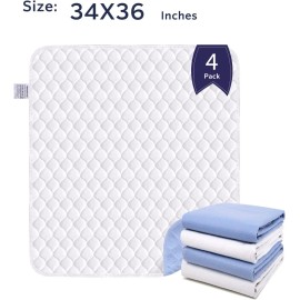 4PK Washable Underpads Bed Pads Machine Bed Absorbent Underpads for Incontinence Bed Pee Padscolor: Blue, size: 34"36" 4PK