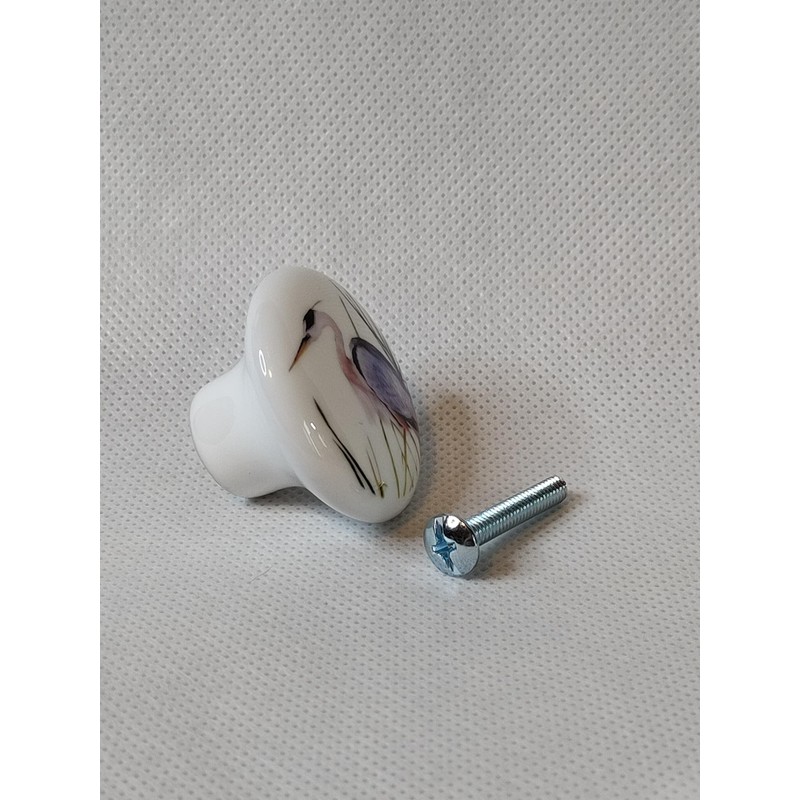 Blue Heron Birds Ceramic Dresser Drawer Pulls Cabinet Knobs
