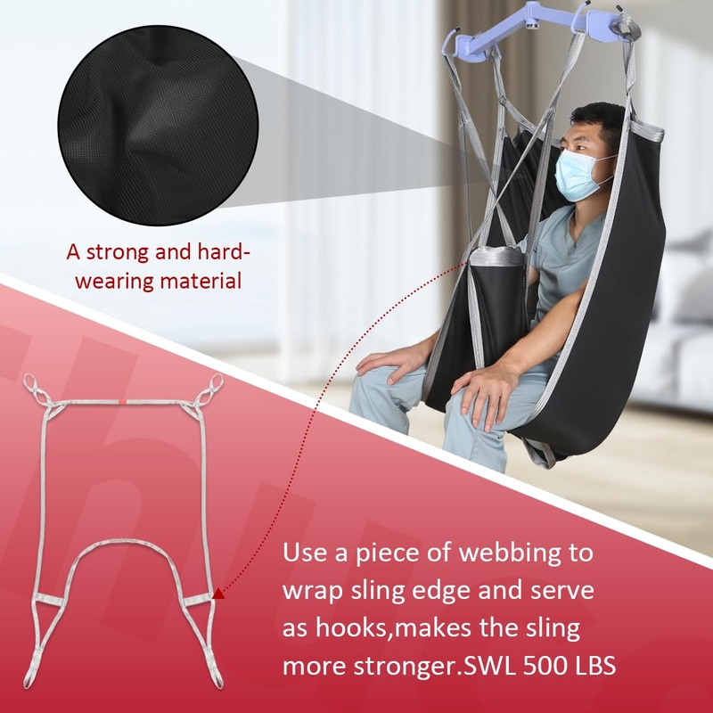 EZ Assistive Patient Lift Divided Leg Sling with Lower Back,