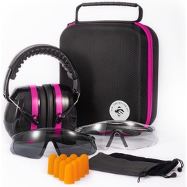 kimkamte Shooting ear protection safety eamuffs, Gun range hearing protection, Shooting glasses, Earplugs, carrying case