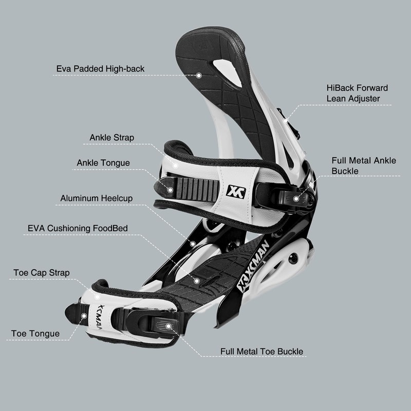 XCMAN Outdoors All-Mountain Snowboard Binding | Boot Size 9-12 (Black