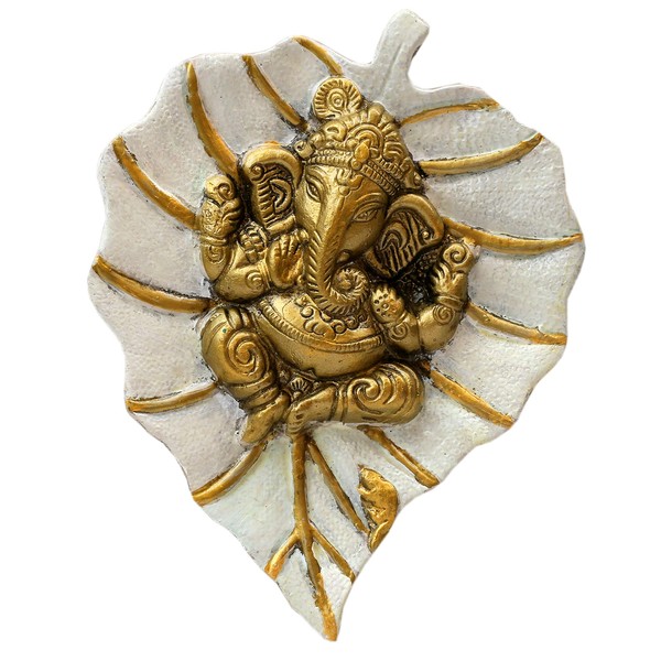 Charmy Crafts Metal Ganesha On Leaf, Wall Hanging Article for