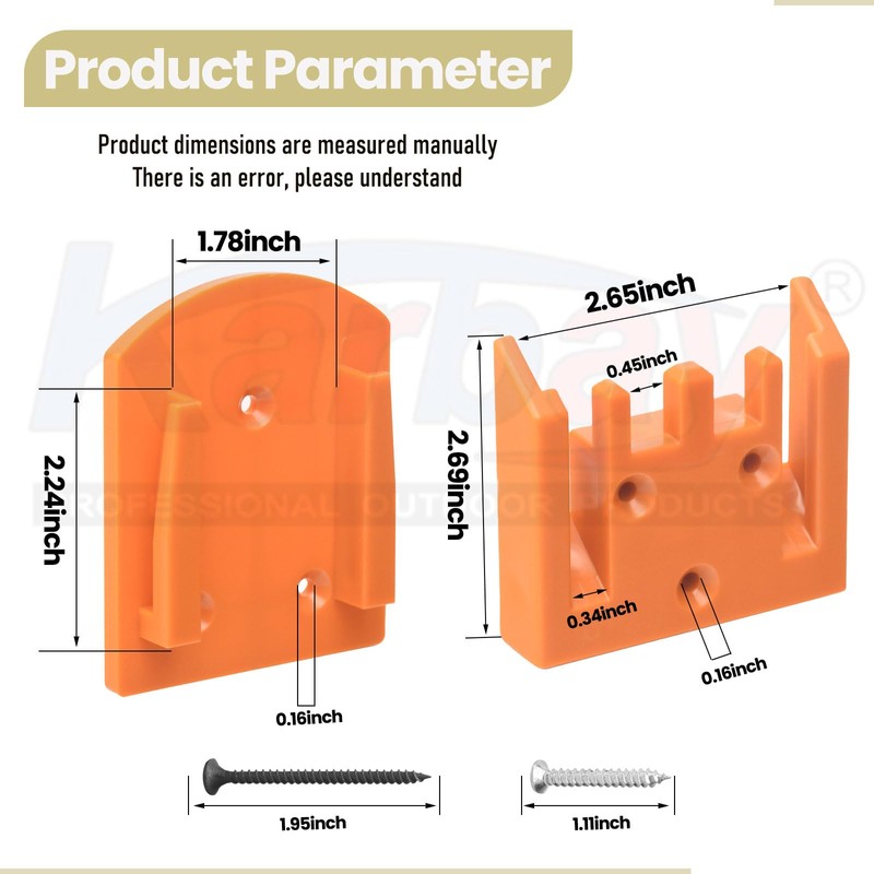 8-Pack Battery Wall Mount Holder & Drill Tool Mount -