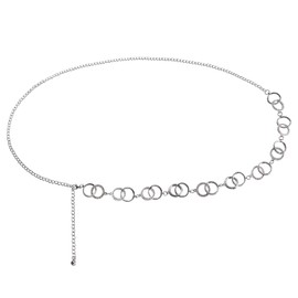 Round Waist Chain Belt Double Circle Waist Chain Belt Gold Silver Chain Belt Body Chains Jewelry for Dress Waist Belt Belly Belt for Women