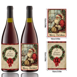 24PCS Christmas Wine Bottle Label Sticker, Christmas Party Sticker, Christmas Sticker Pack, Vintage Santa Label Sticker, Christmas Party Holiday Decoration Supplies