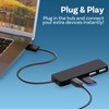 MMOBIEL 4-Port USB 2.0 Ultra Slim Data Hub Adapter Black