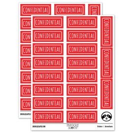 Confidential Double Line Border Document Sticker Pack - Matte Finish - Large 2.00" Size - Red