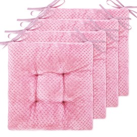 WONDER MIRACLE 4 Pack Seat Cushion/Chair Cushion Pads for Dining Chairs, Office Chair, Car, Floor, Outdoor, Patio，Machine Wash & Dryer Friendly (F&F 16"×16", Baby Pink)
