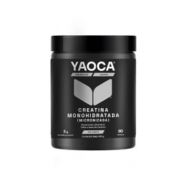 YAOCA I Creatina Monohidratada I Micronizada I 400g I 80 Servicios I Sin Sabor I Alta Pureza