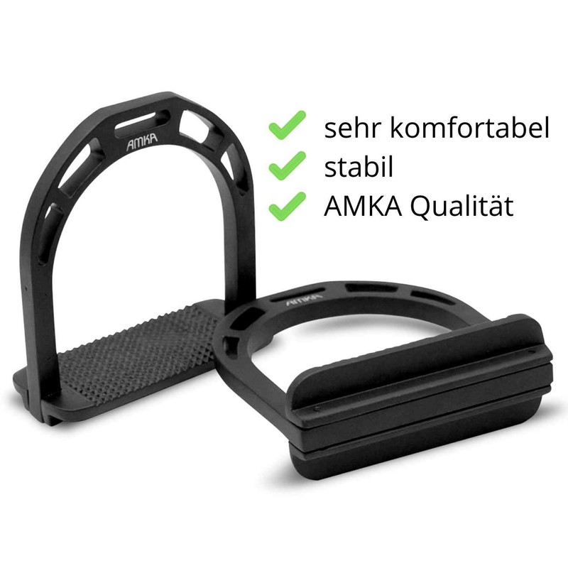 AMKA 015/035 Aluminium Stirrups Wide Non-Slip Tread Black