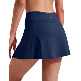 Pioneer Camp - Falda de tenis para mujer, de 18 pulgadas, falda de golf de cintura alta, con bolsillos cortos, faldas largas, atléticas, para entrenamiento, correr, 14'' Navy, XX-Large