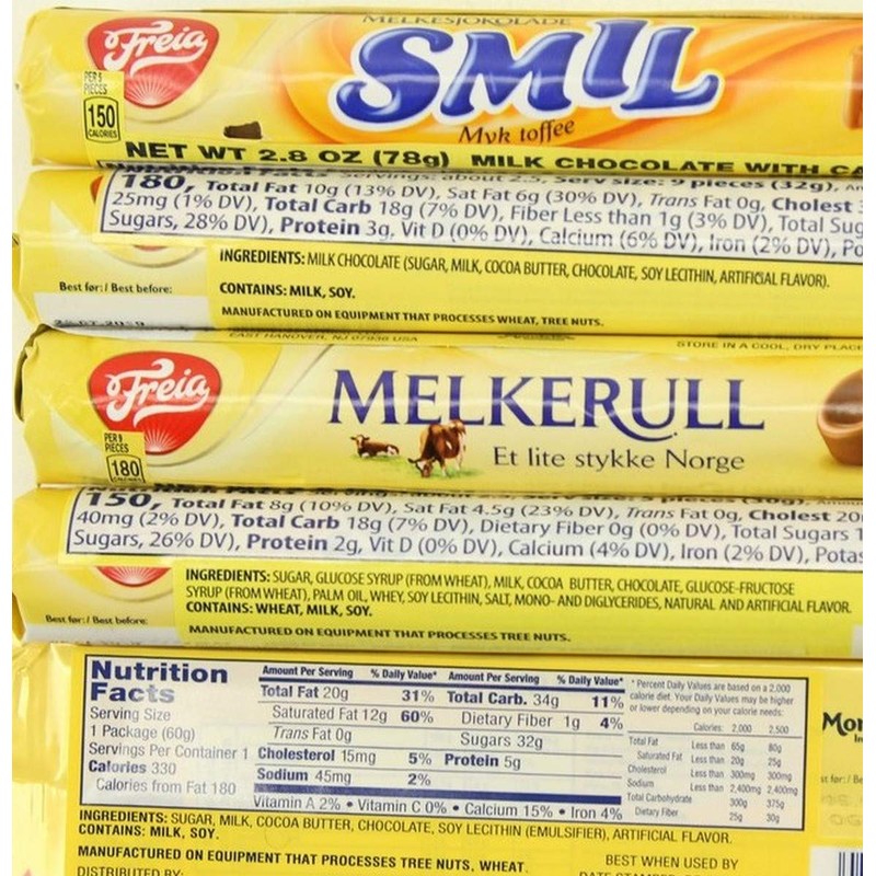Freia 6-Pack: 2 Smil, 2 Milk Chocolate Bars, 2 Melkerulls