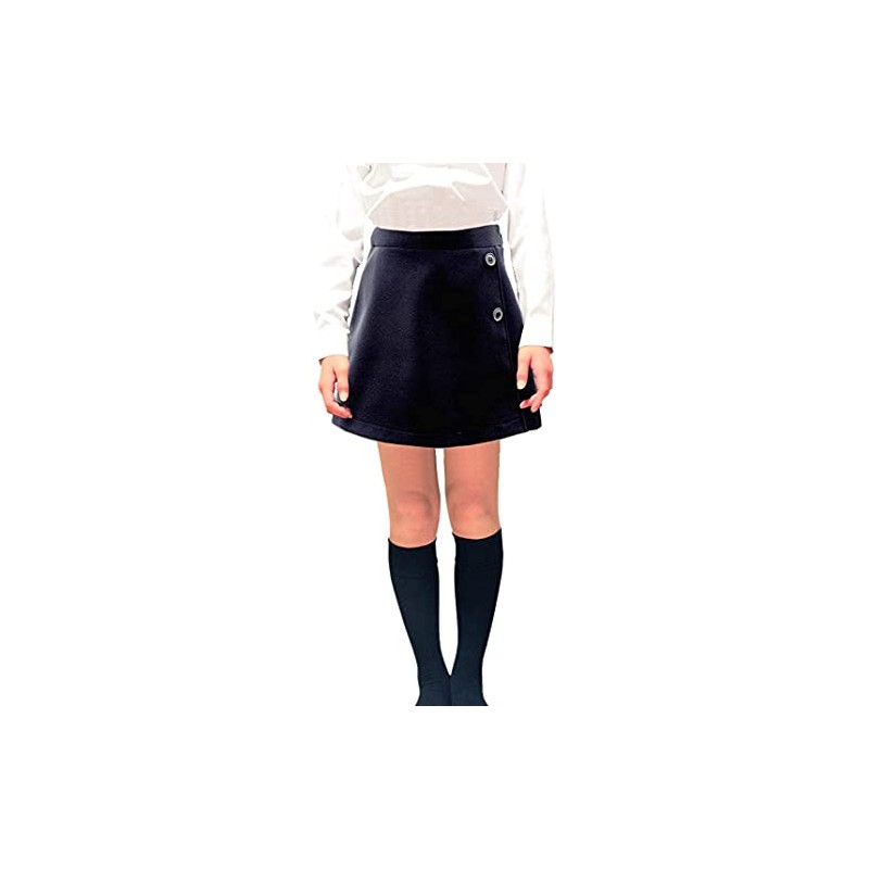 Gokigen Meito 2401 School Culotte Skirt, Plain, Wrap-Style, Dark Blue,