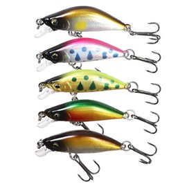Night Army Lure, Stream Minnow, 1.4 inches (3.5 cm), 0.1 oz (3.3 g), Sinking, Set of 5 Colors, Ivana, Yamame, Rainbow Trout, Trout Minnow (0.1 oz (3.3 g) Trout Color)