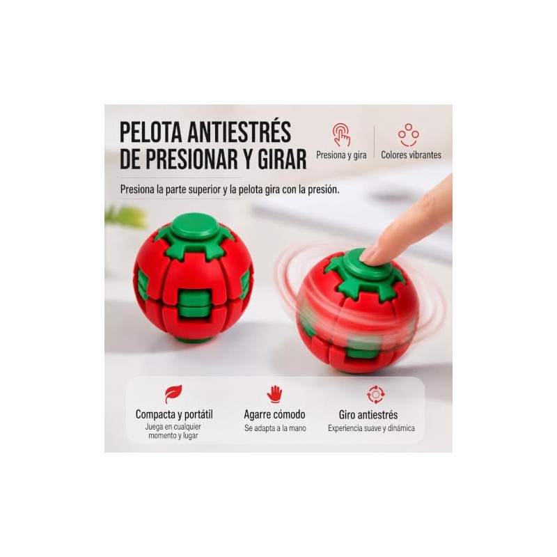 Pelota antiestrés giratoria 360°, Spinner de presión transformable