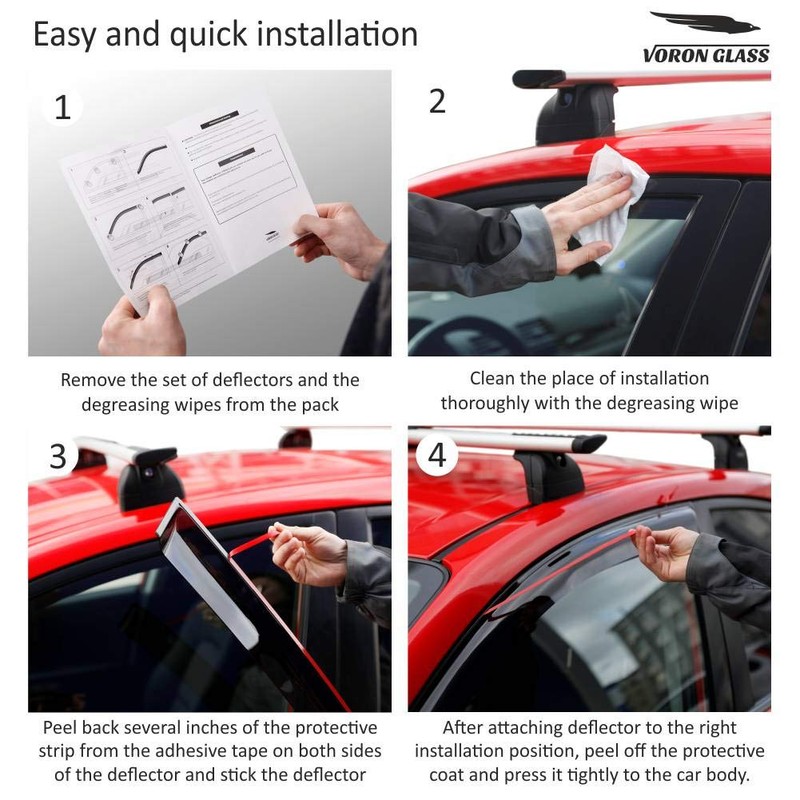 Voron Glass Tape-on Extra Durable Rain Guards for Dodge Durango