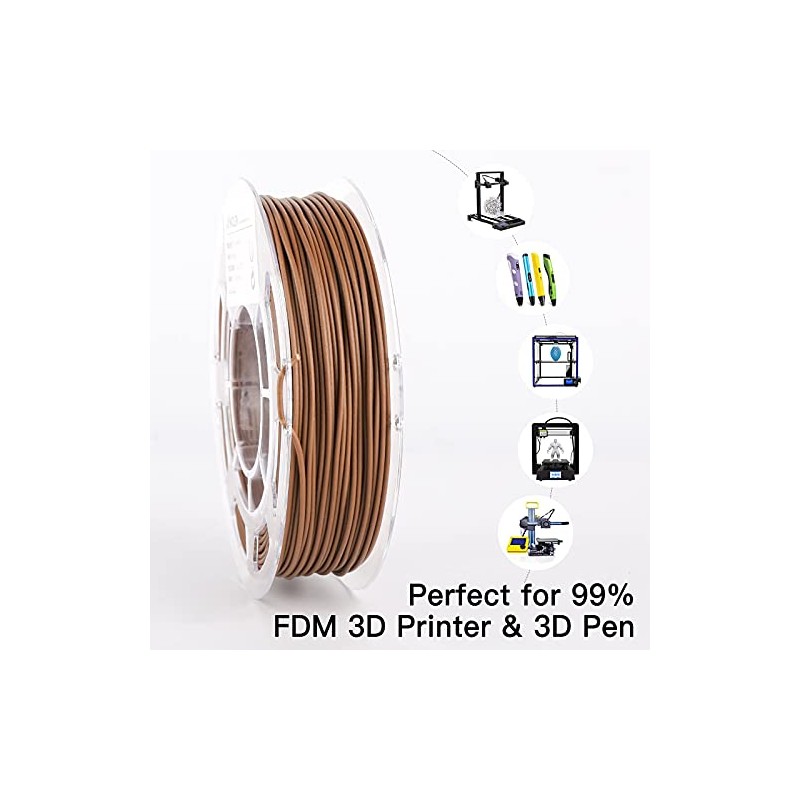 AMOLEN Wood PLA Filament Bundle 3D Printer Filament Wood Sets,Walnut,Cherry,Bamboo,Ebony,3D