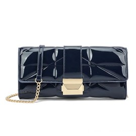 UShopUK Handtasche aus Lackleder, Schnallen-Stil, für Braut, Abschlussball, Hochzeit, Abend, Party, Geldbörse, Handtasche, marineblau, medium