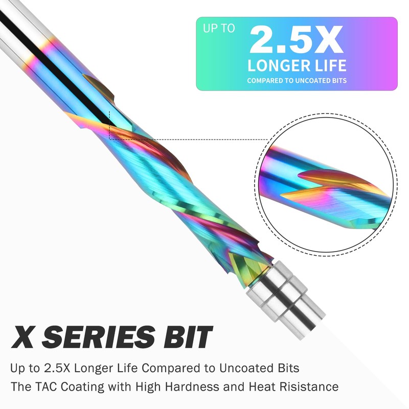 BINSTAK Compression Flush Trim Router Bit 1/4 Shank, Up &