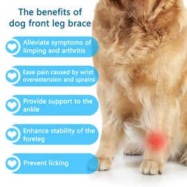 JOCUND Dog Front Leg Brace, Pair of Dog Leg Brace with Metal Strips, Canine Front Leg Hock Wrap Sleeve for Carpal Support, Protects Wounds Brace Heals and Prevents Injuries and Sprains (S/M)