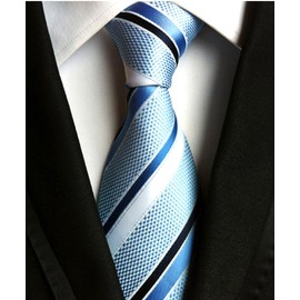 Corbata clásica de jacquard tejida para hombre, corbata de fiesta formal de negocios, Raya azul, Talla única