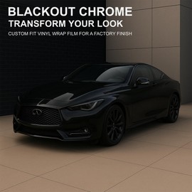 BOGAR TECH DESIGNS Precut Side Window Chrome Delete Overlay Compatible with Infiniti Q60 2017-2022, Gloss Black