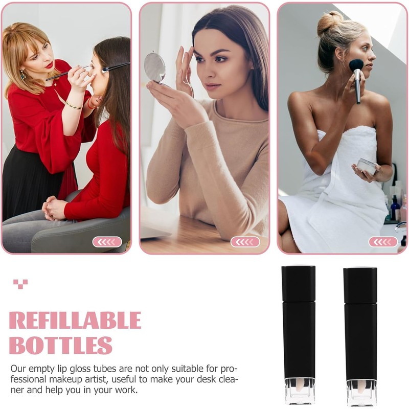 Tubo de Brillo Labial de Plástico 5g, 4 Piezas Negras