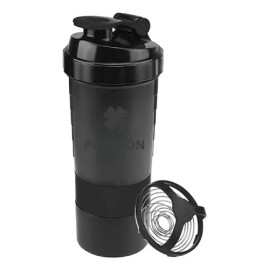 Shaker Porygon Botella Mezcladora Proteína 473ml Negro Antifugas                                                                                      