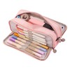 Pencil Pouch With 3 Compartments Large Capacity Double Opening Soft