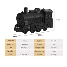 perfk Retro Train Diffusor für ätherische Öle, Luftbefeuchter, EU 220 V Stecker, Aroma-Diffusoren für Fitnessstudio, Spa, Wohnzimmer, Zuhause, Schwarz