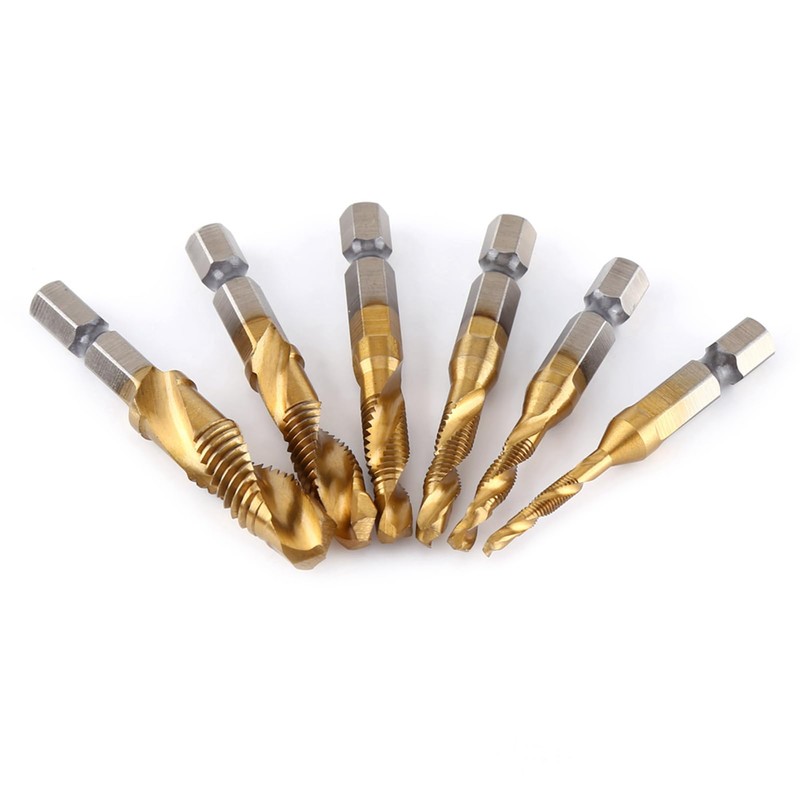 6 Piece Combi Tap Drill Bit Set, M3 / M4