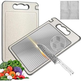Tabla de Cortar de Acero Inoxidable 304 y Doble Cara Antideslizante con Afilador
