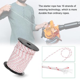 M METERXITY Recoil Starter Rope Pull Cord 3mm 30m Pull Starter Rope Nylon Pull Cord Pull Starter Rope for Mower/Chainsaw/Trimmer/Brush Cutter [White Red]