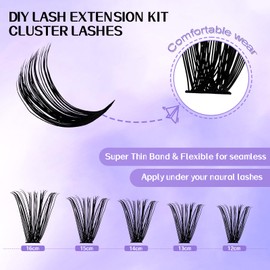 WENDY Lash Extension Kit Lash Clusters Kit D Curl Cluster Lashes 40D Individual Lashes with Lash Bond and Seal Lash Applicator Lash Glue Remover Brush Eyelash Clusters(40D-D Kit,8-16mm)