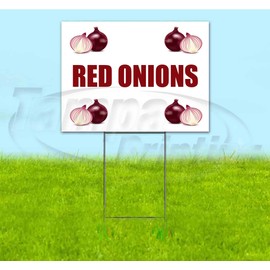 Red Onions (18" X 24") Yard Sign, Quantity Discounts, Multi-Packs, Includes Metal Step Stake, Bandit Sign