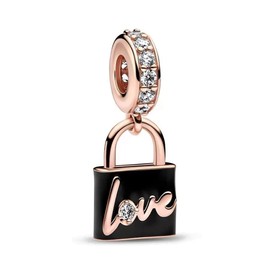 Qulmlxis Charm Rose Gold Love Lock 925 Sterling Silver Bead Popular Bracelet Diy