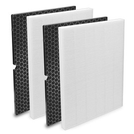 Colorfullife 2 Pack 116130 Replacement Filter H for Winix 5500-2 Air Purifier, 2 Pack HEPA Filters and 2 Pack Activated Carbon Filter Combo Pack