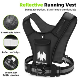 Motorcycle Riding Bike Cycle Reflective Vest High Visibility Running Vest With PhoneHolder Water Bottle Bag Safety Night Sports Vest