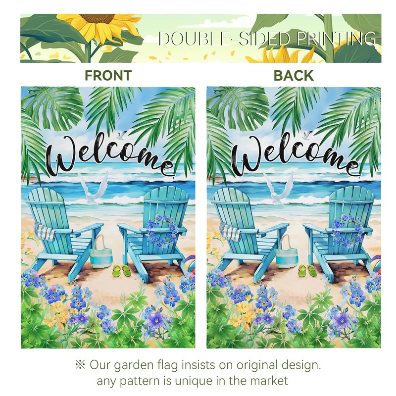 Summer Beach Welcome Garden Flag Nautical Hawaii Coconut Tree Garden