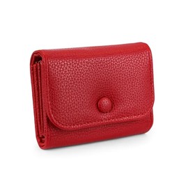 AdiStylinno Women's Fashion Accordion Purse, Women's PU Leather Card Holder, Compact Wallet, Small Wallet, Credit Card Holder with Zip, Coin Compartment and 4 Cash Slots, red, Minimalist