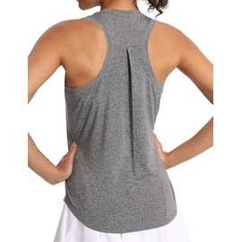 CHALLMOTI Women's Workout Tank Tops Woman Sleeveless Loose Fit Gym Tops Athletic Shirts Racerback Quick Dry UPF 50+ Grey M