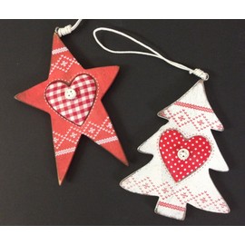 Mezzaluna Gifts Set of 2 Nordic Wooden Christmas Tree Ornaments (STAR TREE)