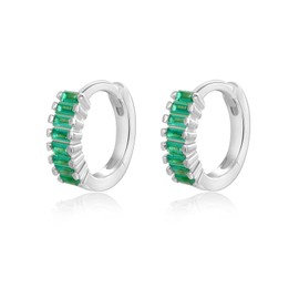 SILBERTALE 925 Sterling Silver Sparkly Cute Cubic Zirconia Hoop Earrings Trendy CZ Hypoallergenic Hoop Earrings, Cubic Zirconia