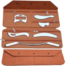 GYX COELE Muscle Scraper IASTM Tool Set (6-Piece) Stainless Steel gua sha fascial Release Tool deep Soft Tissue Massage Tool Set (Carrying Bag)