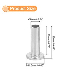 QUARKZMAN Pack of 50 semi-hollow rivets, 6 mm x 20 mm, aluminium round head, half hollow rivets, metal rivets for industry, household repair, fastening, silver